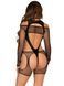 Бодістокінг Leg Avenue Fishnet Garter Harness and Teddy One Size Black SX2771 фото 2