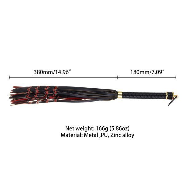 Флогер LOCKINK SEVANDA Red & Black Braided Tail Flogger, червоно-чорний, хвости з вузликами SX0876 фото