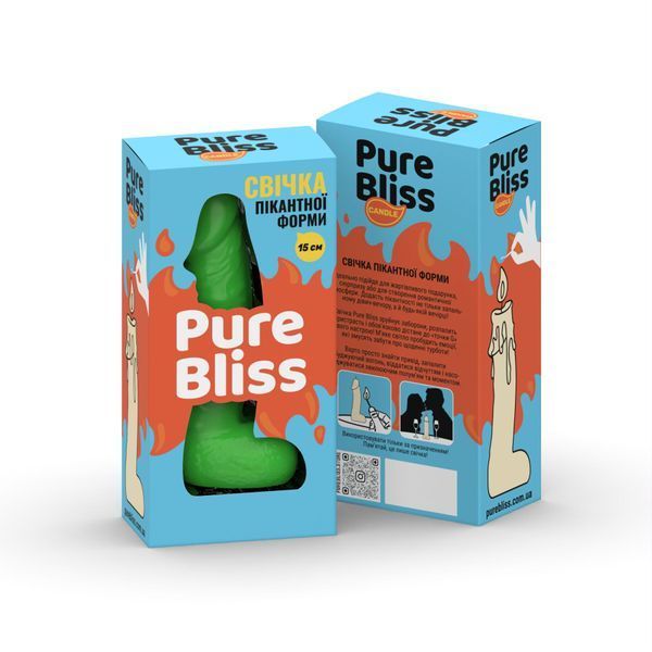 Свічка у вигляді члена Pure Bliss MINI Green 15 см SX1648 фото