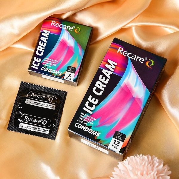 Презервативи Holographic Recare Ice Cream Big Dotted Condoms 3 шт, з пухирцями, аромат: морозиво SX3332 фото