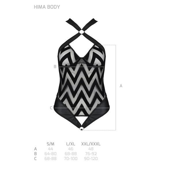 Сітчастий боді з халтером та ритмічним малюнком Passion Hima Body S/M, black SO5347 фото