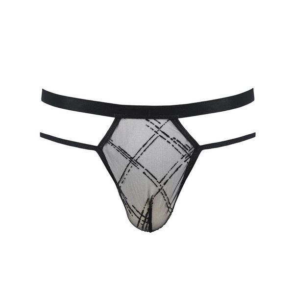 Чоловічі прозорі стринги Passion 029 THONG COLLIN S/M Black, сітка SO7559 фото