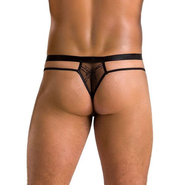 Чоловічі прозорі стринги Passion 029 THONG COLLIN S/M Black, сітка SO7559 фото