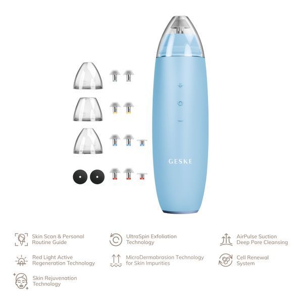 Мікродермабразійний пристрій для видалення чорних цяток GESKE MicroDermabrasion Blackhead Remover 7в1 aquamarine HB0565 фото