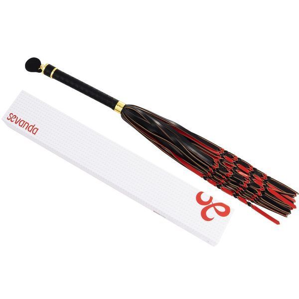 Флогер LOCKINK SEVANDA Red & Black Braided Tail Flogger, червоно-чорний, хвости з вузликами SX0876 фото