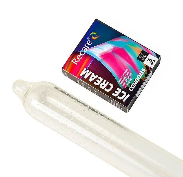 Презервативи Holographic Recare Ice Cream Big Dotted Condoms 3 шт, з пухирцями, аромат: морозиво SX3332 фото