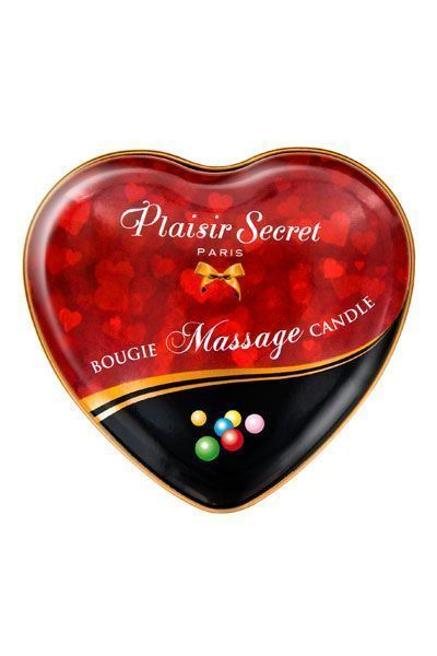 Розпродаж!!! Масажна свічка-серце Plaisirs Secrets Bubble Gum (35 мл) (термін 05.2026) SO1866-R фото