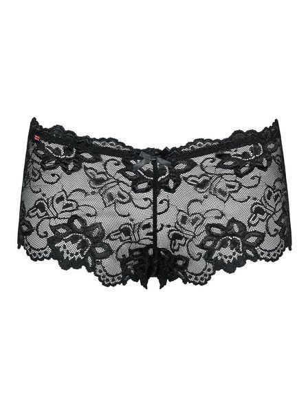 Мереживні трусики-шортики Obsessive Idillia shorties black L/XL SX1200 фото