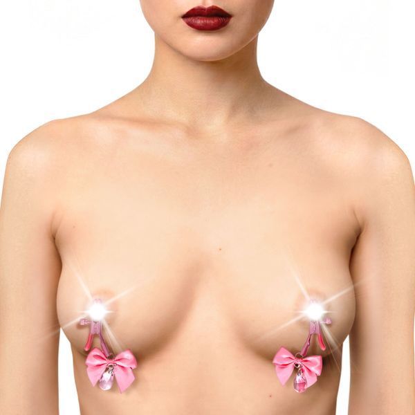 Затискачі для сосків з регулюванням Art of Sex - Flirty Bow, колір рожевий SX3767 фото