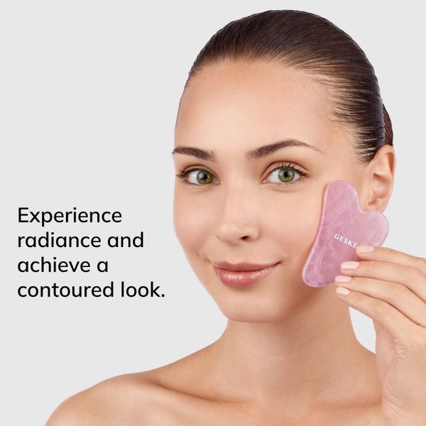 Масажер-скребок гуаша із рожевого кварцу GESKE SmartAppGuided Rose Quartz Gua Sha 5в1 HB0641 фото