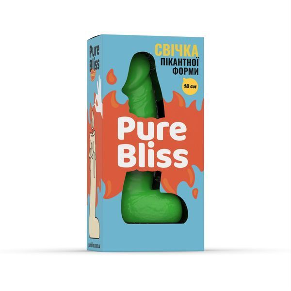 Свічка у вигляді члена Pure Bliss BIG Green 18 см SX1654 фото