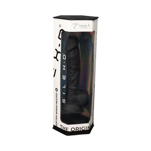Фалоімітатор SilexD Johnny Black (MODEL 1 size 7in), двошаровий, силікон + Silexpan, діаметр 3,8см SO2861 фото