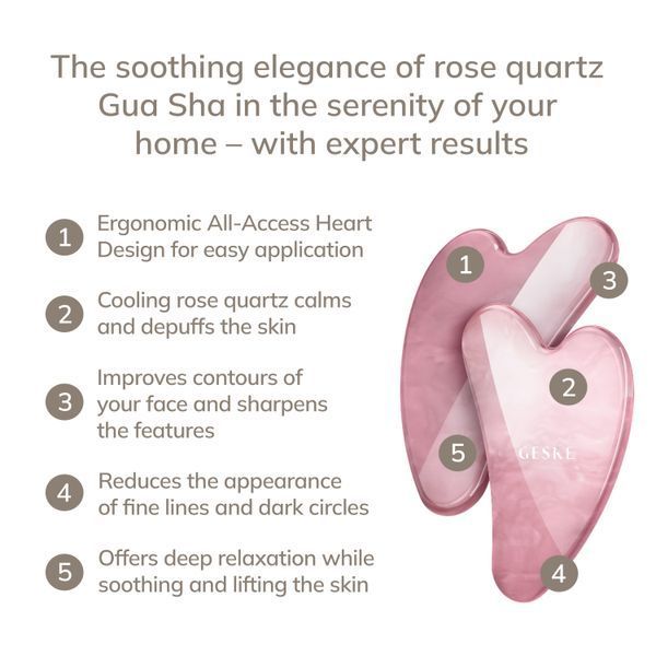 Масажер-скребок гуаша із рожевого кварцу GESKE SmartAppGuided Rose Quartz Gua Sha 5в1 HB0641 фото