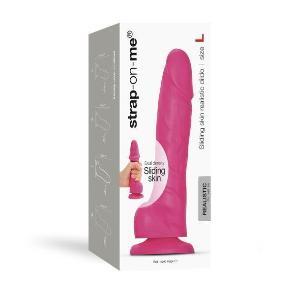 Реалістичний фалоімітатор Strap-On-Me Sliding Skin Realistic Dildo Fuchsia L, ефект рухливої шкіри SO6257 фото