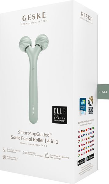 Електронний ультразвуковий ролик для обличчя GESKE Sonic Facial Roller 4в1 green HB0184 фото