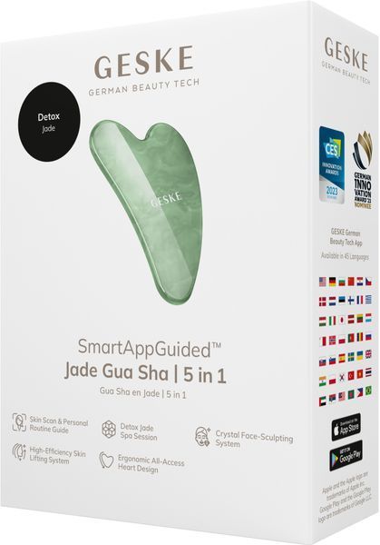 Нефритовий масажер-скребок гуаша GESKE SmartAppGuided Jade Gua Sha 5в1 HB0642 фото