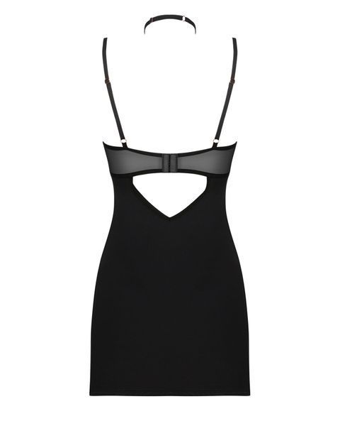 Сорочка Obsessive Selinne chemise & thong XS/S Black, стрінги, подвійні бретелі SO8670 фото
