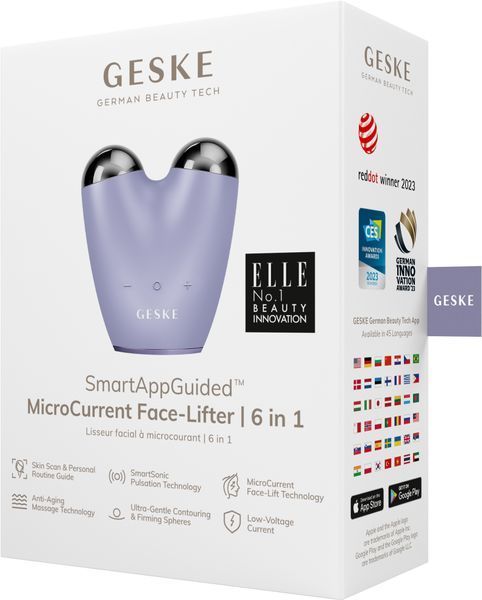 Мікрострумовий підтягувач шкіри обличчя GESKE MicroCurrent Face-Lifter 6в1 purple HB0134 фото