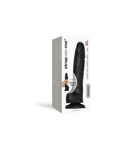 Реалістичний фалоімітатор Strap-On-Me Sliding Skin Realistic Dildo Black XL, ефект рухливої шкіри SO6258 фото