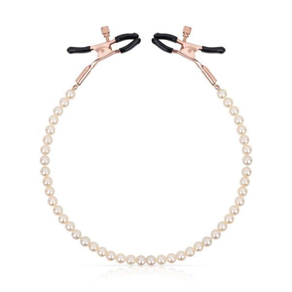 Затискачі для сосків з перлинним ланцюжком Rosy Gold - Nipple Clamps Pearls SX3898 фото