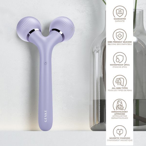 Електронний ультразвуковий ролик для обличчя та тіла GESKE Sonic Facial&Body Roller 4в1 violet HB0034 фото