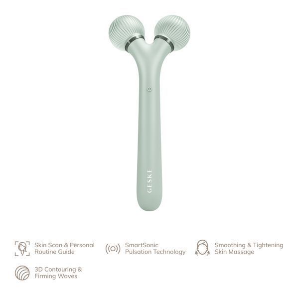Електронний ультразвуковий ролик для обличчя GESKE Sonic Facial Roller 4в1 green HB0184 фото