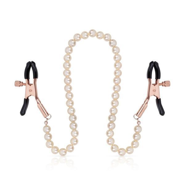 Затискачі для сосків з перлинним ланцюжком Rosy Gold - Nipple Clamps Pearls SX3898 фото