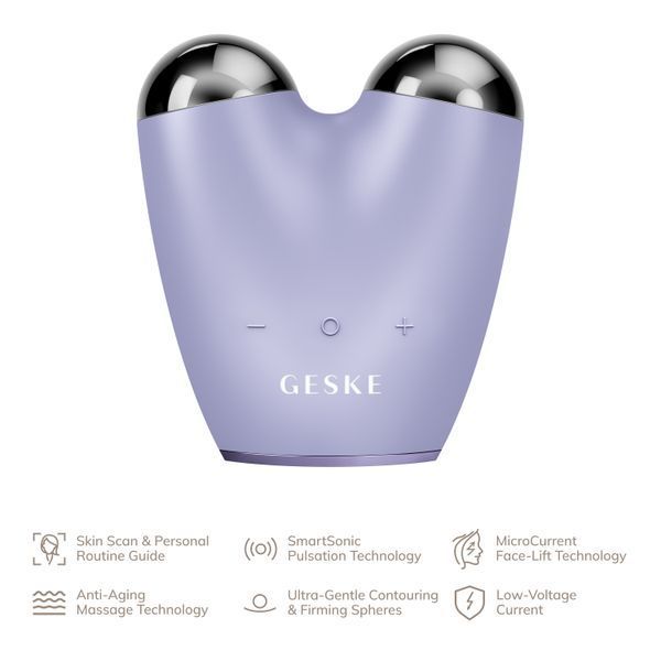 Мікрострумовий підтягувач шкіри обличчя GESKE MicroCurrent Face-Lifter 6в1 purple HB0134 фото