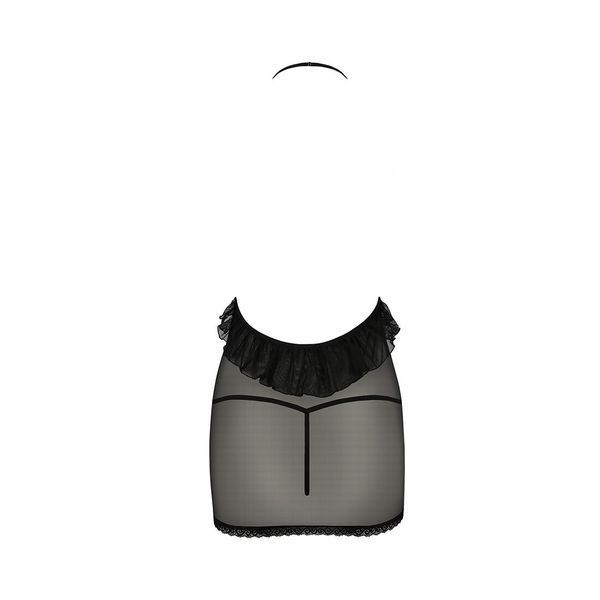 Сорочка прозора приталена Passion ERZA CHEMISE L/XL, black, трусики PS26004 фото
