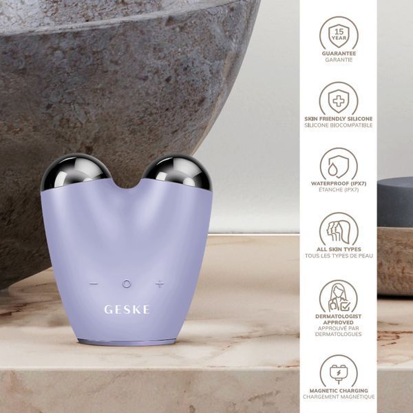 Мікрострумовий підтягувач шкіри обличчя GESKE MicroCurrent Face-Lifter 6в1 purple HB0134 фото