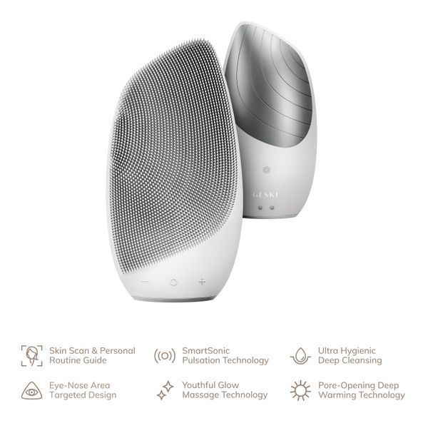 Електронна звукова термо щітка для обличчя GESKE Sonic Thermo Facial Brush 6в1 white HB0084 фото