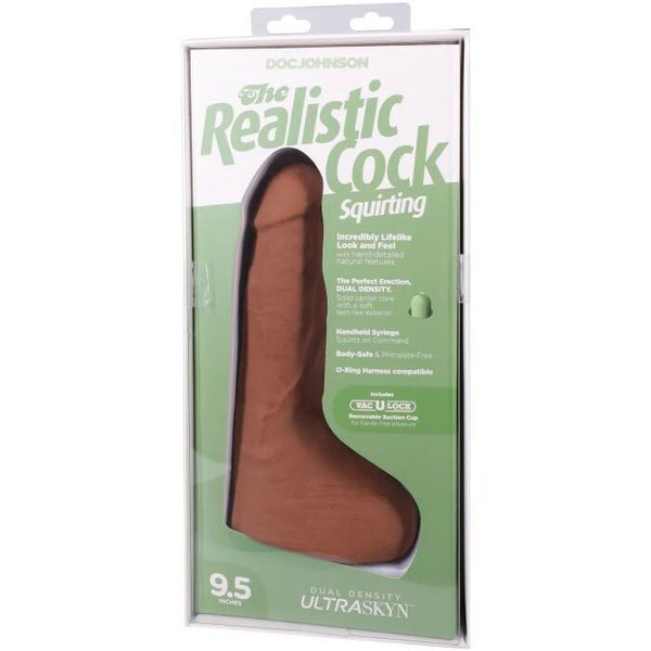 Фалоімітатор, що кінчає Doc Johnson The Realistic Cock ULTRASKYN - Squirting 9,5 Inch Caramel SX4471 фото