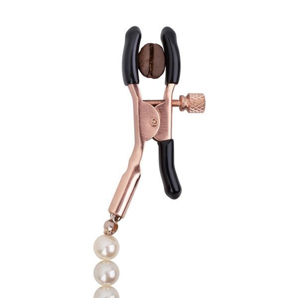 Затискачі для сосків з перлинним ланцюжком Rosy Gold - Nipple Clamps Pearls SX3898 фото