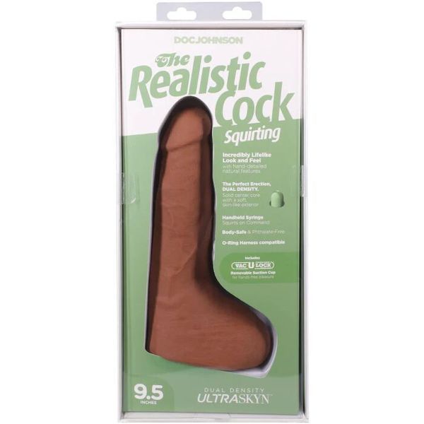 Фалоімітатор, що кінчає Doc Johnson The Realistic Cock ULTRASKYN - Squirting 9,5 Inch Caramel SX4471 фото