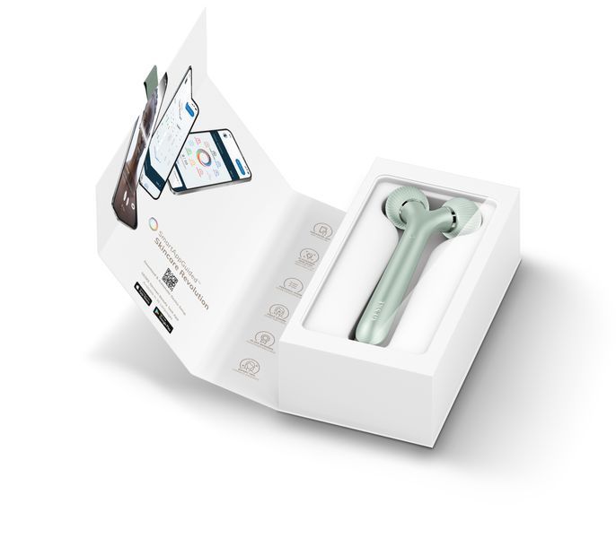 Електронний ультразвуковий ролик для обличчя GESKE Sonic Facial Roller 4в1 green HB0184 фото