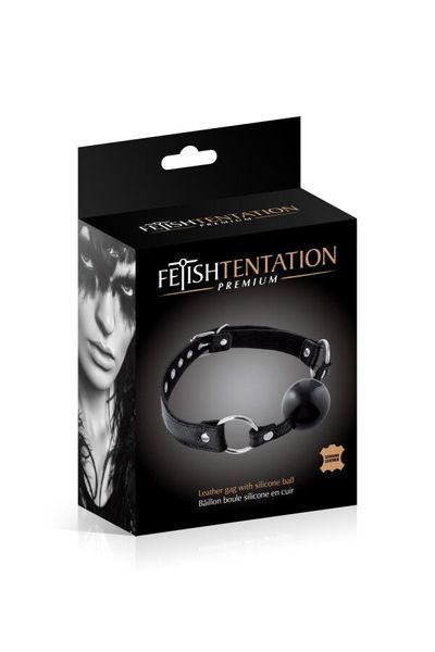 Кляп Fetish Tentation Premium Leather gag with silicone ball Black SX1101 фото