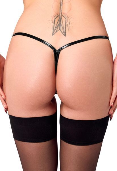 Трусики Noir Handmade P014 Dominae PVC panty with silver clasp XL SX4226 фото