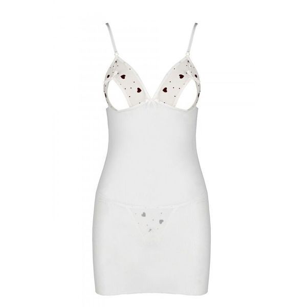 Сорочка з вирізами на грудях, стрінги Passion LOVELIA CHEMISE S/M, white SO4763 фото