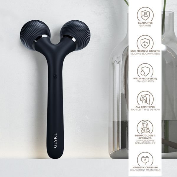 Електронний ультразвуковий ролик для обличчя та тіла GESKE Sonic Facial&Body Roller 4в1 black HB0035 фото