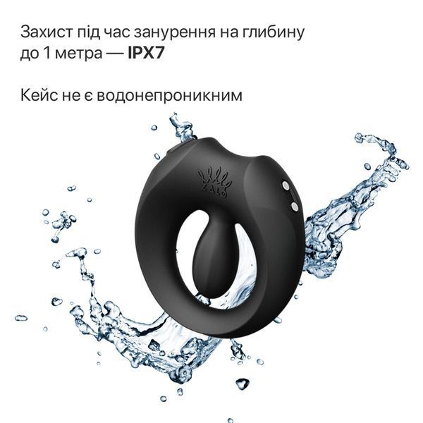 Ерекційне смарт-віброкільце Zalo Apis Obsidian Black, до 4 годин роботи, зарядний кейс SX2691 фото