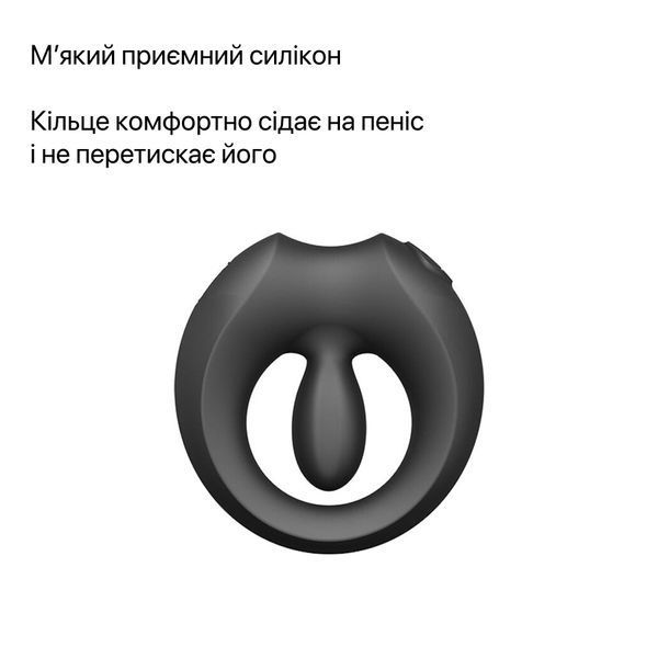 Ерекційне смарт-віброкільце Zalo Apis Obsidian Black, до 4 годин роботи, зарядний кейс SX2691 фото