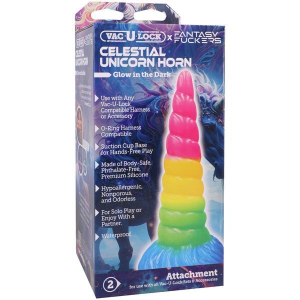 Фентезійний фалоімітатор Doc Johnson Vac-U-Lock x Fantasy Fuckers Celestial Unicorn Horn SX4423 фото