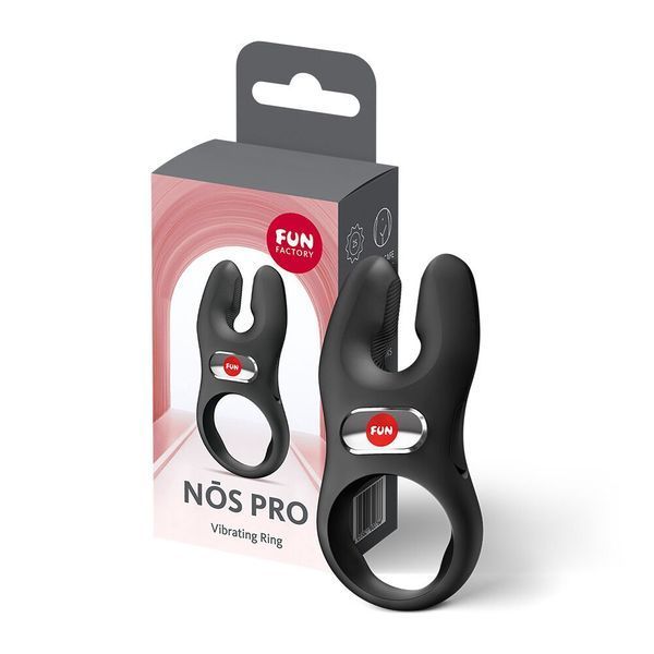Ерекційне віброкільце з подвійною стимуляцією клітора Fun Factory NŌS PRO Black, 2 мотори SX3703 фото