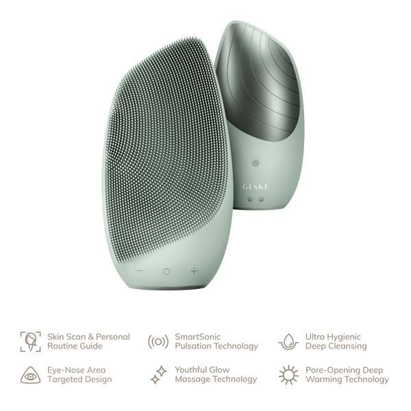 Електронна звукова термо щітка для обличчя GESKE Sonic Thermo Facial Brush 6в1 green HB0085 фото