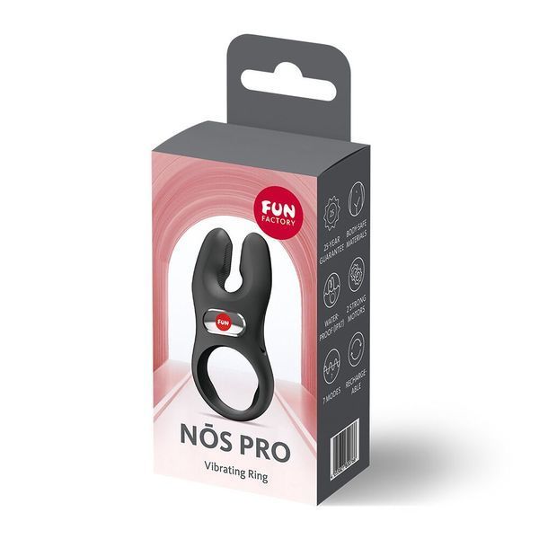 Ерекційне віброкільце з подвійною стимуляцією клітора Fun Factory NŌS PRO Black, 2 мотори SX3703 фото