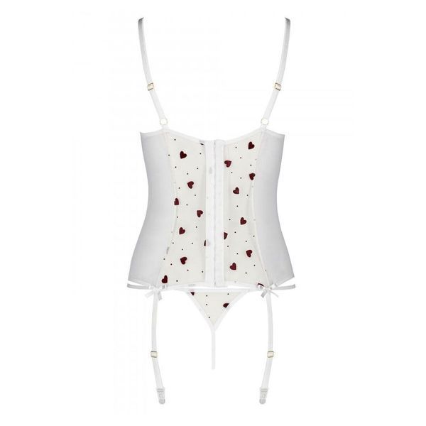Корсет з підв'язками, стрінги Passion LOVELIA CORSET L/XL, white SO4768 фото