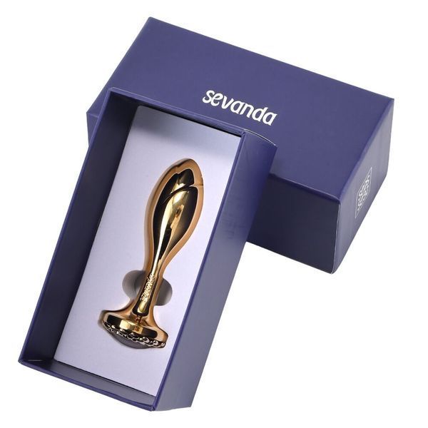Металева анальна пробка LOCKINK SEVANDA Pearl Rose-shape Anal Plug, зі штучною перлиною SX0888 фото