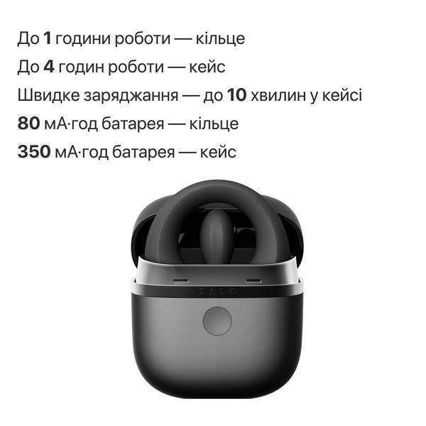 Ерекційне смарт-віброкільце Zalo Apis Obsidian Black, до 4 годин роботи, зарядний кейс SX2691 фото