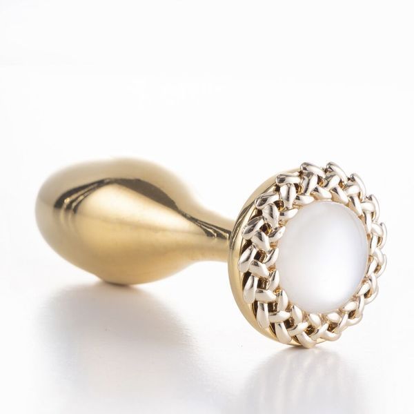 Металева анальна пробка LOCKINK SEVANDA Pearl Rose-shape Anal Plug, зі штучною перлиною SX0888 фото