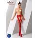 Сітчасті панчохи-стокінги Passion S020 One Size, Red, ажурний візерунок, імітація пояса з гартерами PSS020R фото 2
